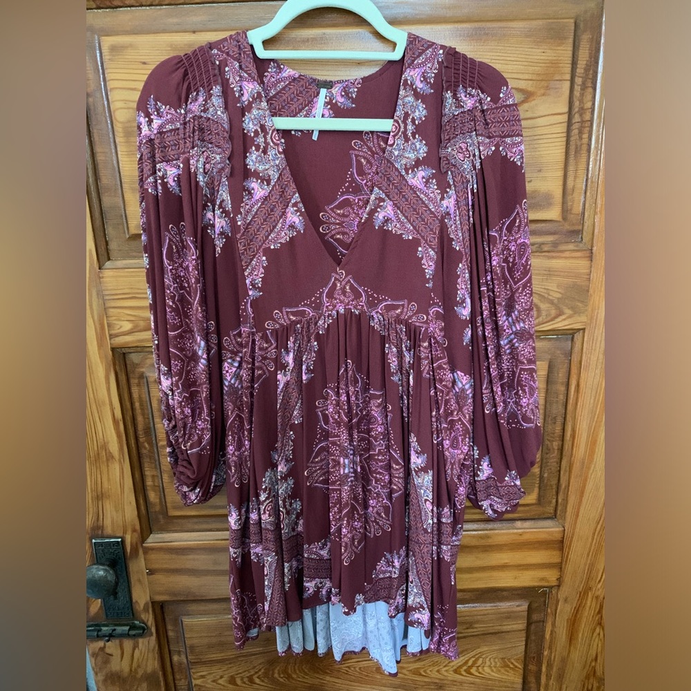 Free people pomegranate paisley mini dress/tunic small